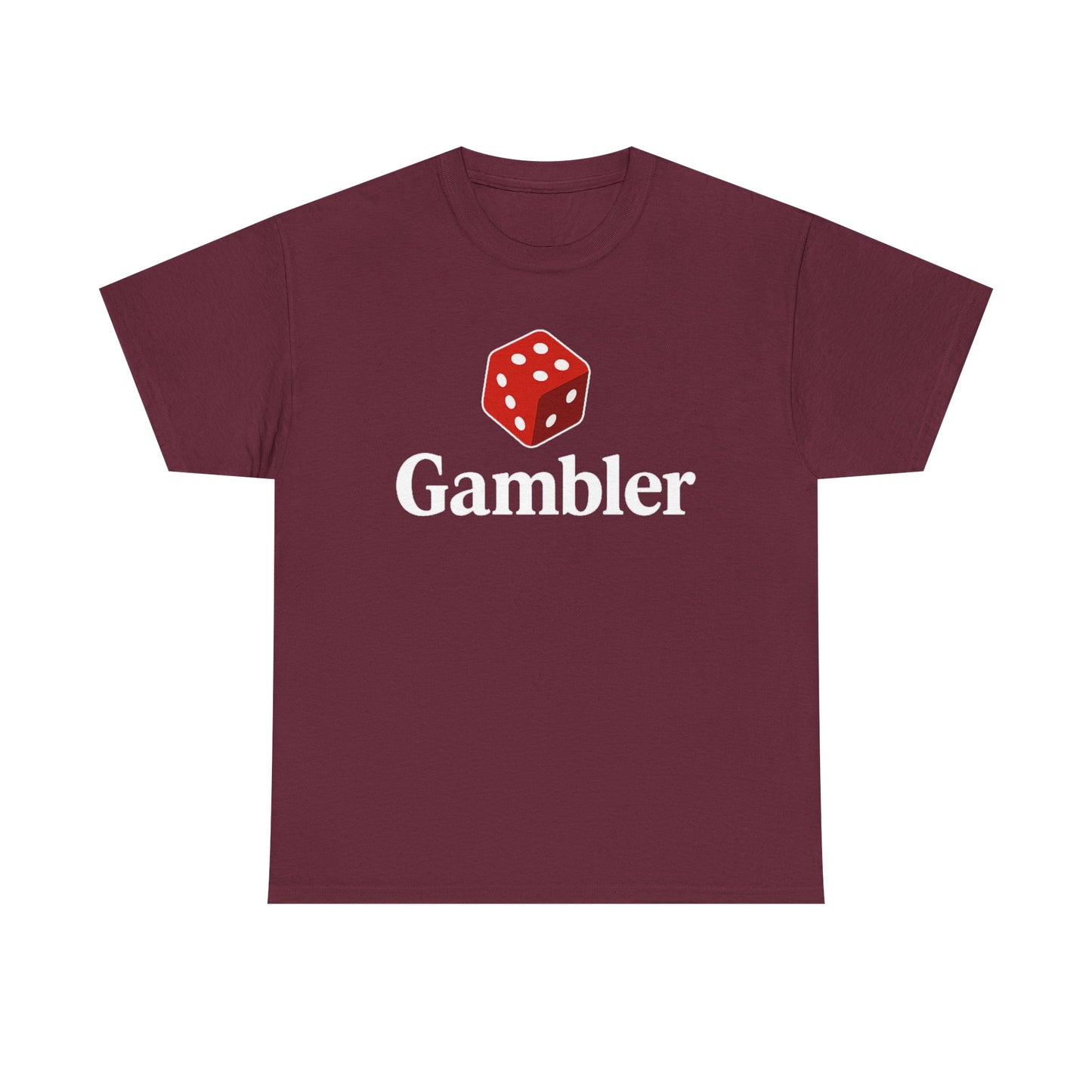 Gambler Unisex Heavy Cotton Tee, Casual Wear, Gift for Gamers, Dice Theme Shirt, Fun Gambling T-Shirt, Perfect for Game Nights