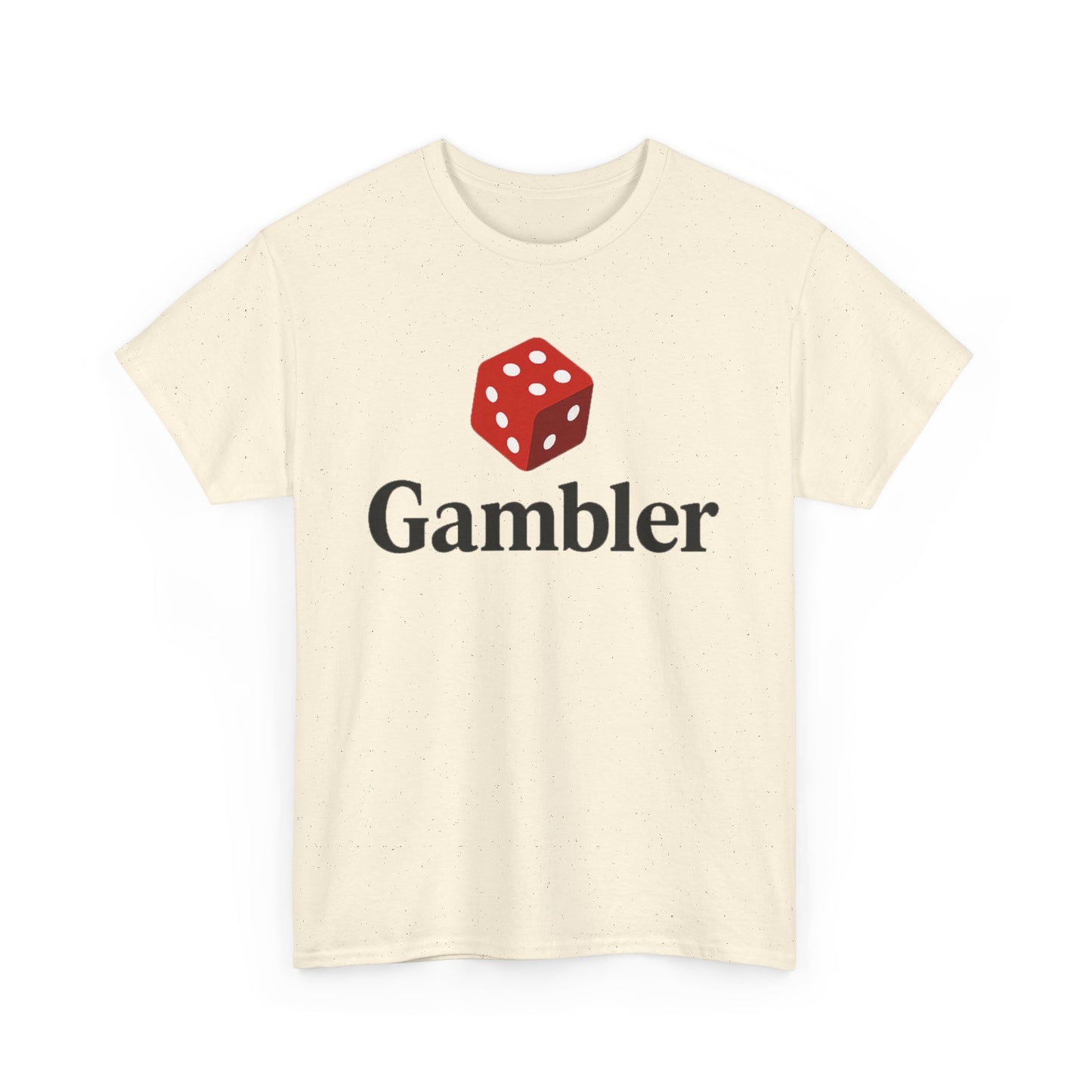 Gambler Unisex Heavy Cotton Tee, Casual T-Shirt for Gamblers, Gift for Poker Nights, Dice Print Cotton Shirt, Fun Gambling Apparel