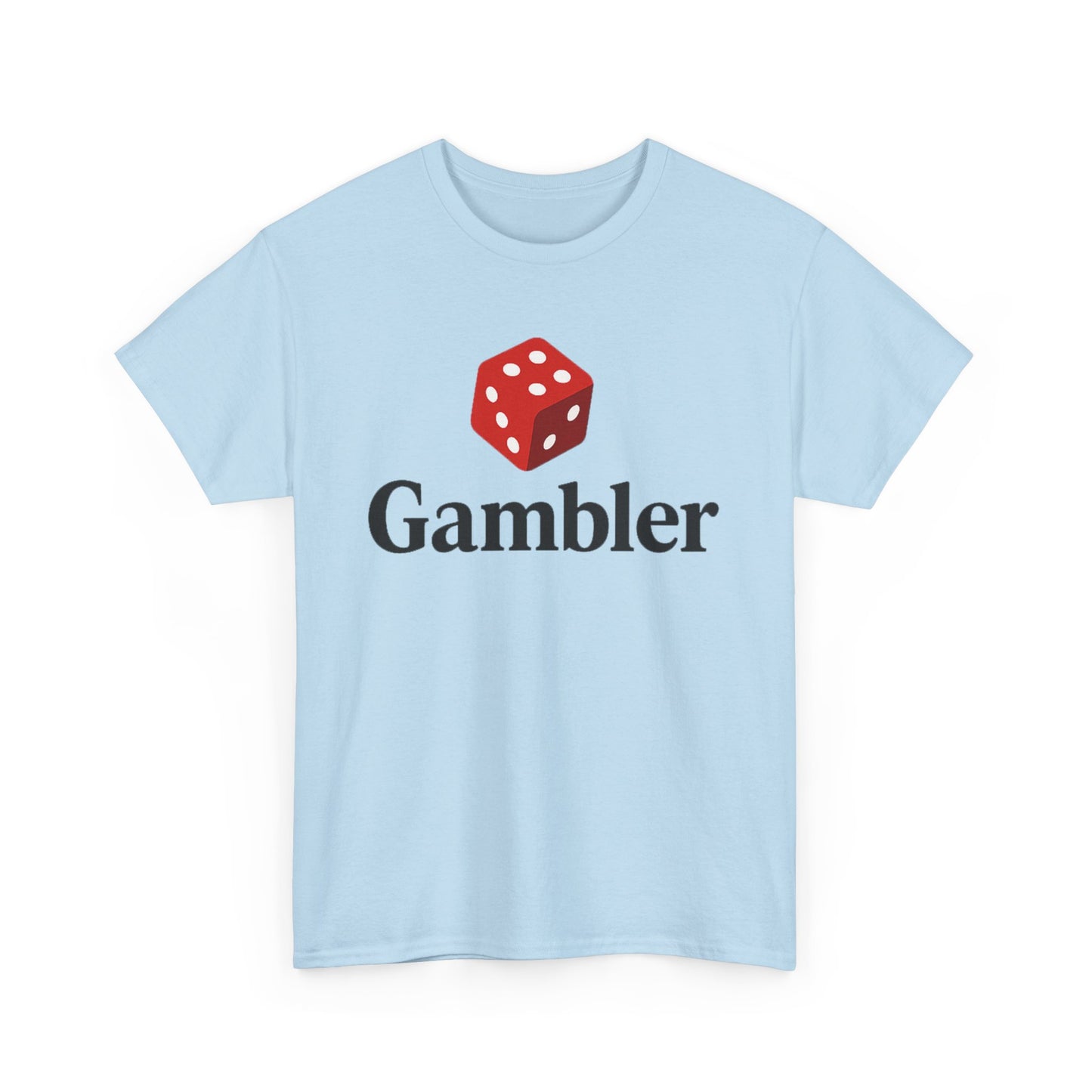 Gambler Unisex Heavy Cotton Tee, Casual T-Shirt for Gamblers, Gift for Poker Nights, Dice Print Cotton Shirt, Fun Gambling Apparel