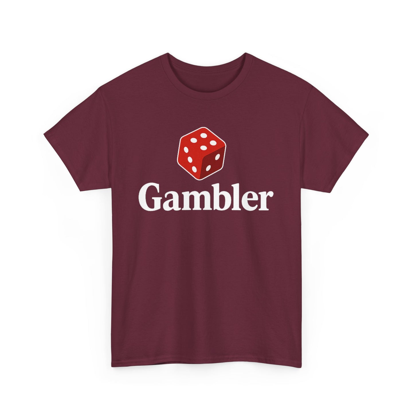 Gambler Unisex Heavy Cotton Tee, Casual Wear, Gift for Gamers, Dice Theme Shirt, Fun Gambling T-Shirt, Perfect for Game Nights