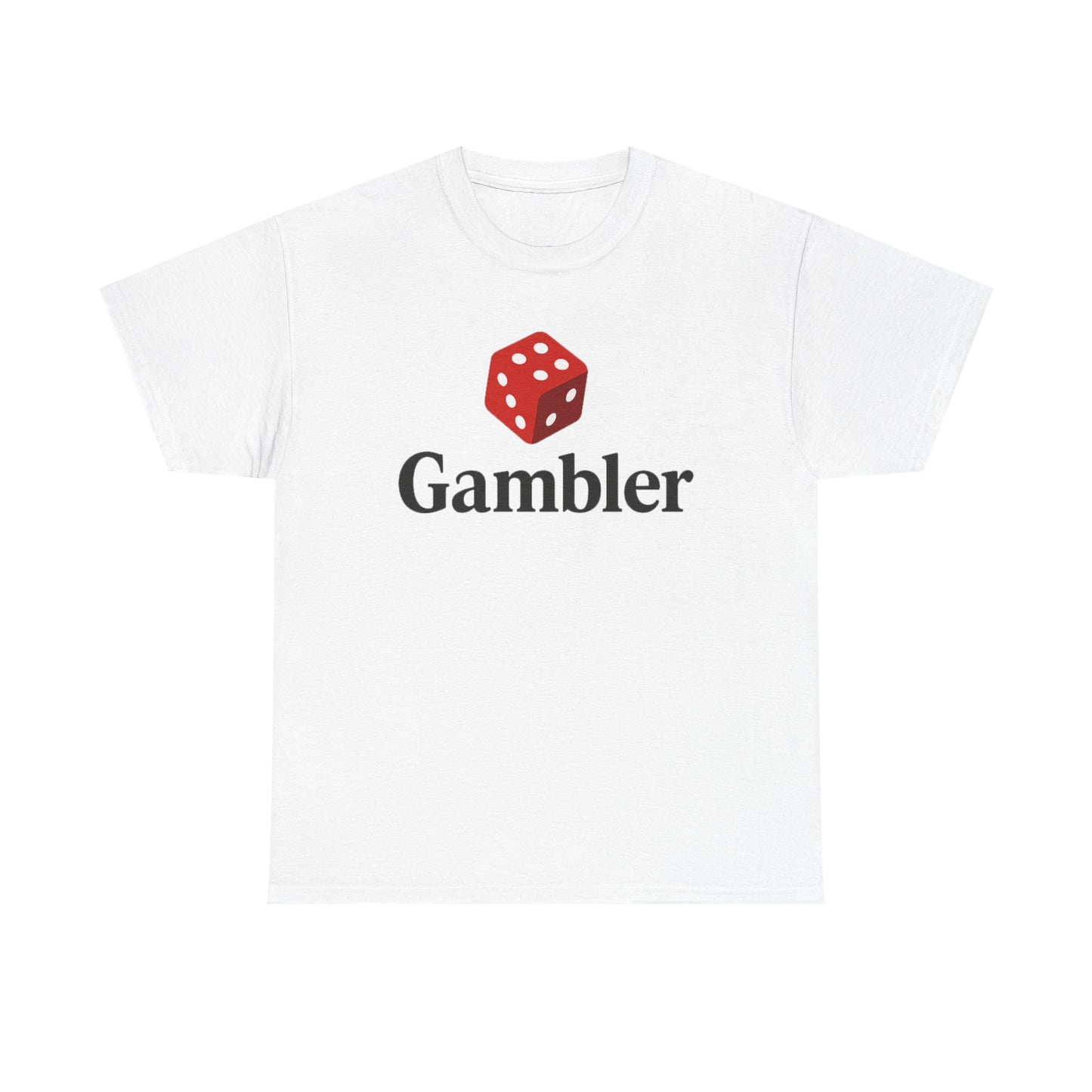 Gambler Unisex Heavy Cotton Tee, Casual T-Shirt for Gamblers, Gift for Poker Nights, Dice Print Cotton Shirt, Fun Gambling Apparel