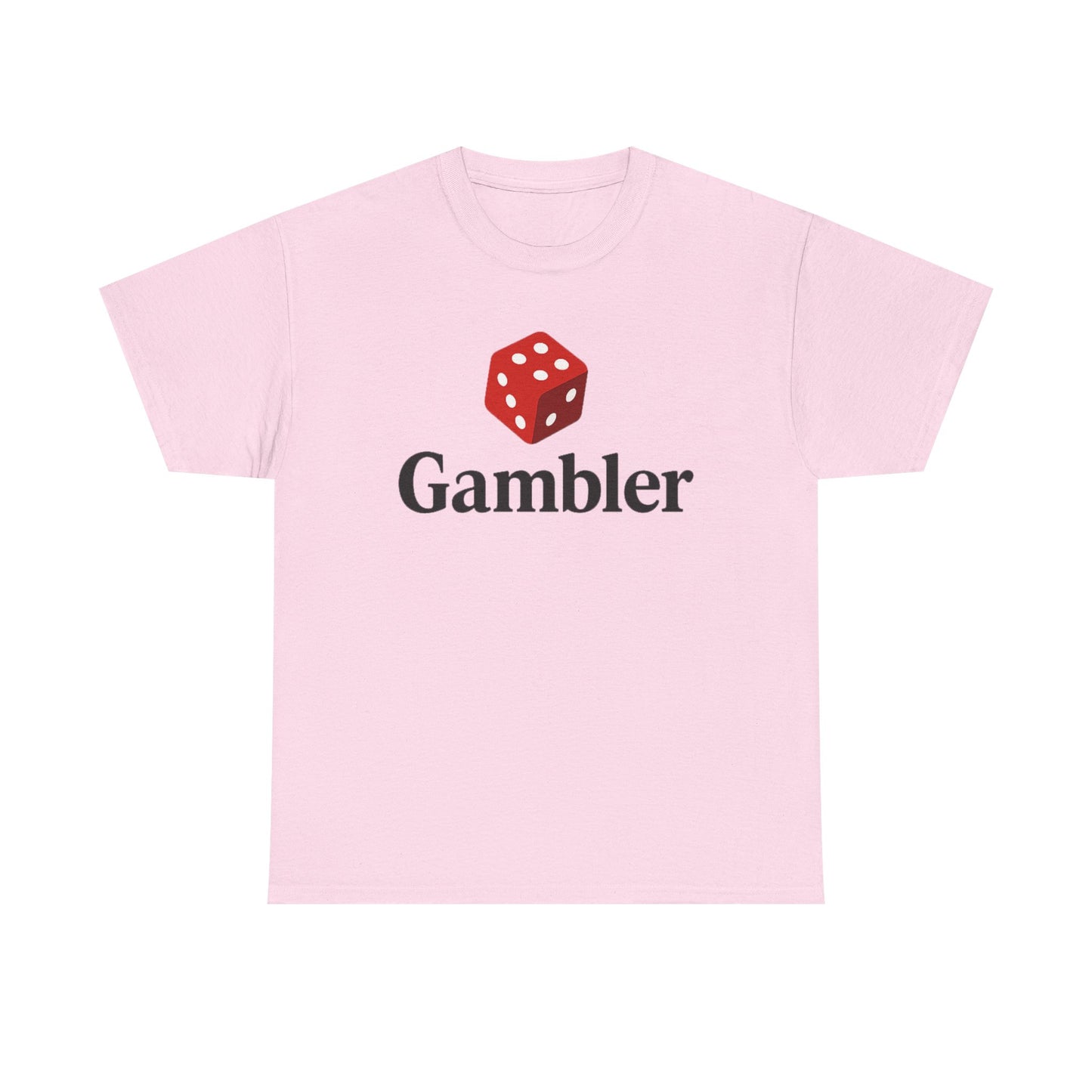Gambler Unisex Heavy Cotton Tee, Casual T-Shirt for Gamblers, Gift for Poker Nights, Dice Print Cotton Shirt, Fun Gambling Apparel