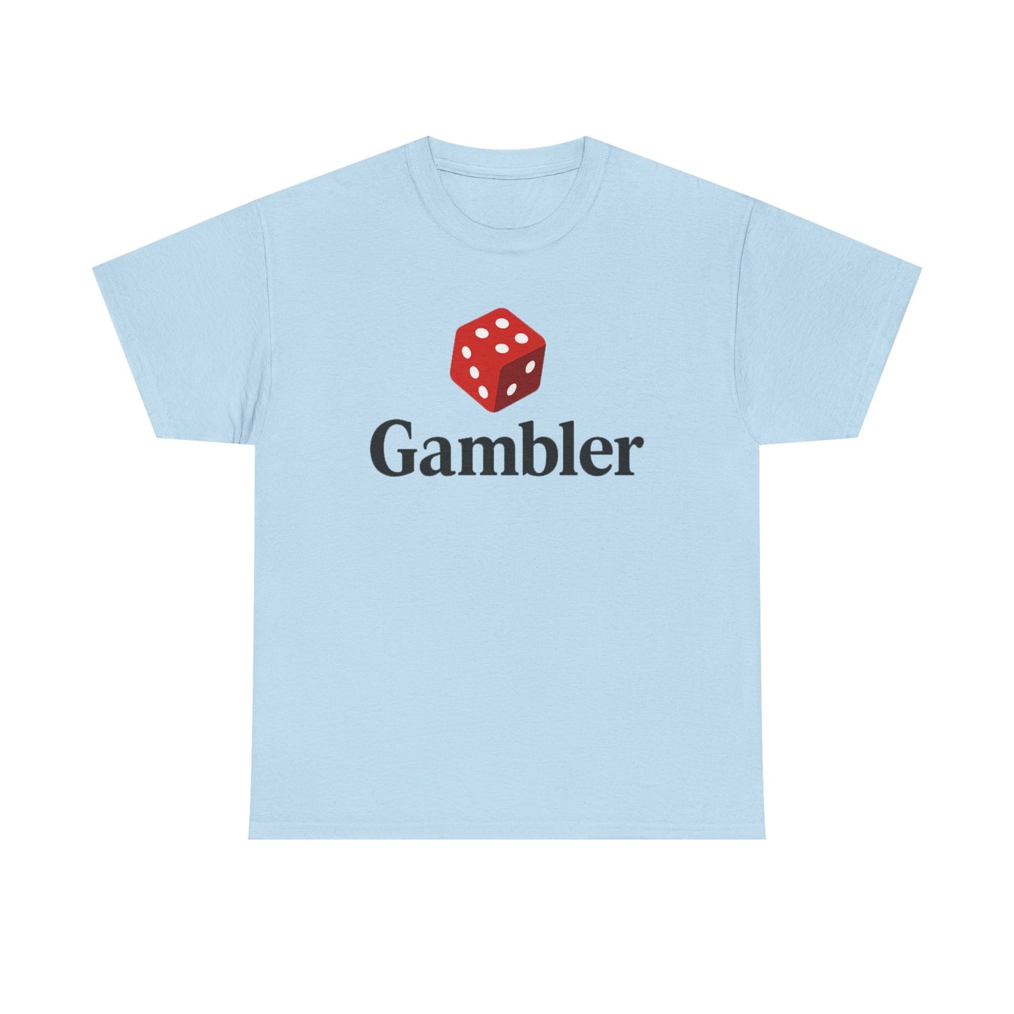 Gambler Unisex Heavy Cotton Tee, Casual T-Shirt for Gamblers, Gift for Poker Nights, Dice Print Cotton Shirt, Fun Gambling Apparel