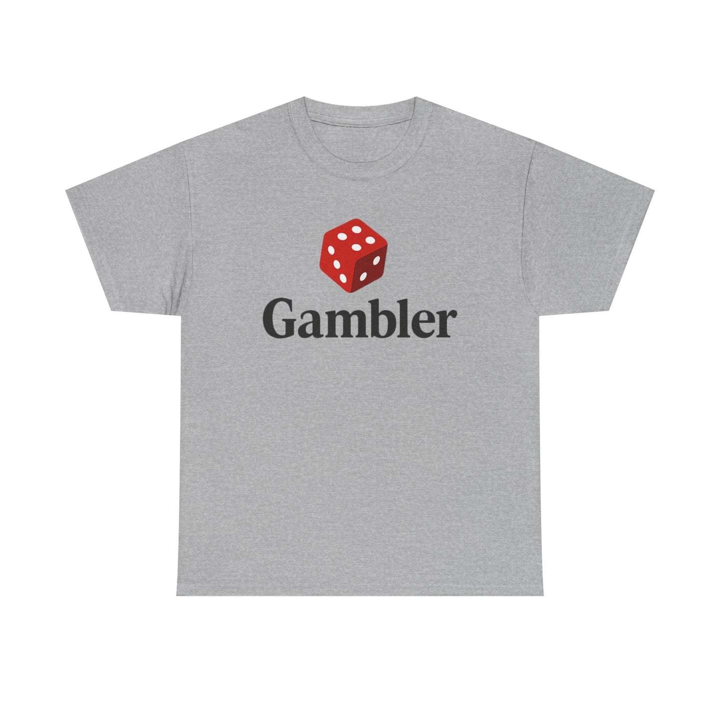 Gambler Unisex Heavy Cotton Tee, Casual T-Shirt for Gamblers, Gift for Poker Nights, Dice Print Cotton Shirt, Fun Gambling Apparel