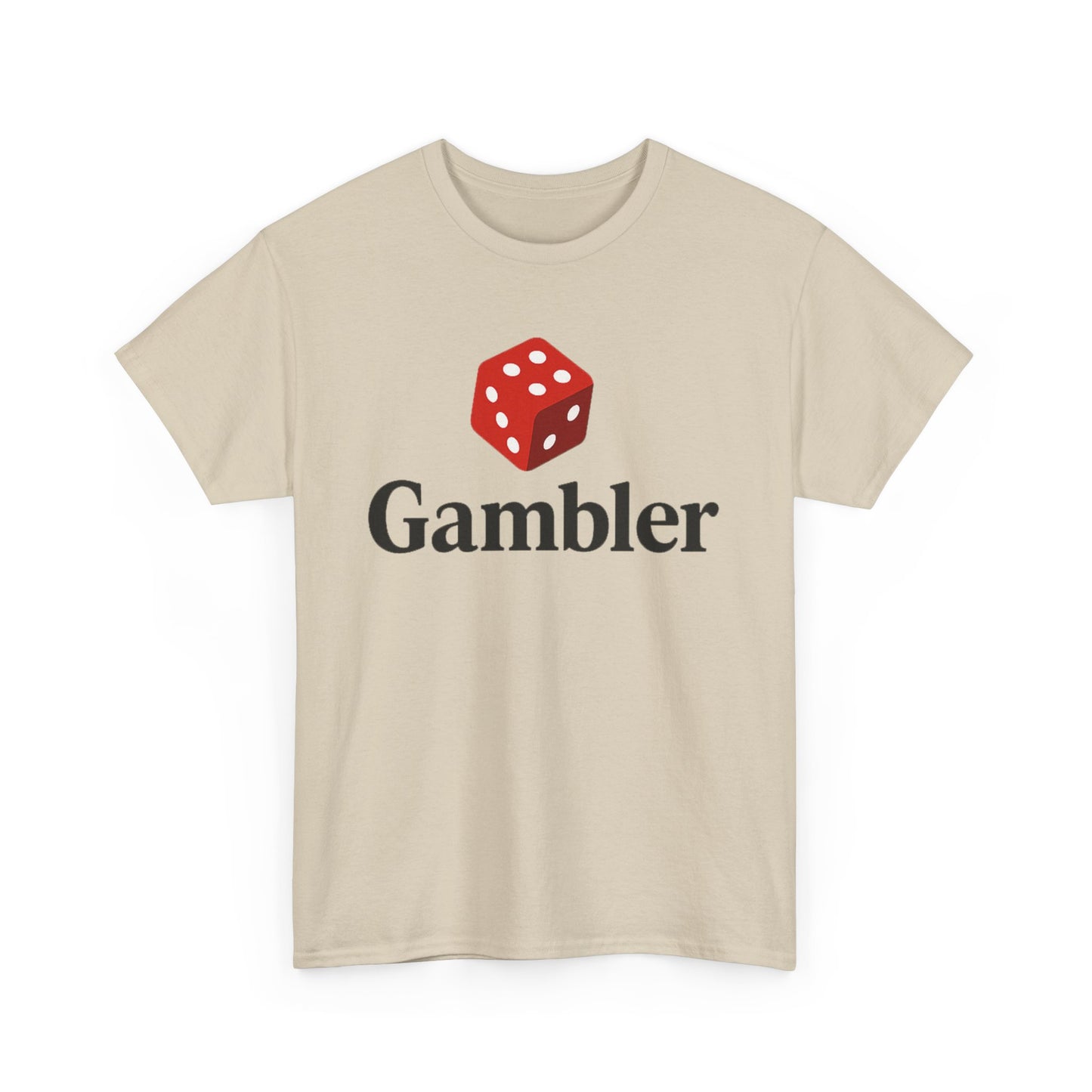 Gambler Unisex Heavy Cotton Tee, Casual T-Shirt for Gamblers, Gift for Poker Nights, Dice Print Cotton Shirt, Fun Gambling Apparel