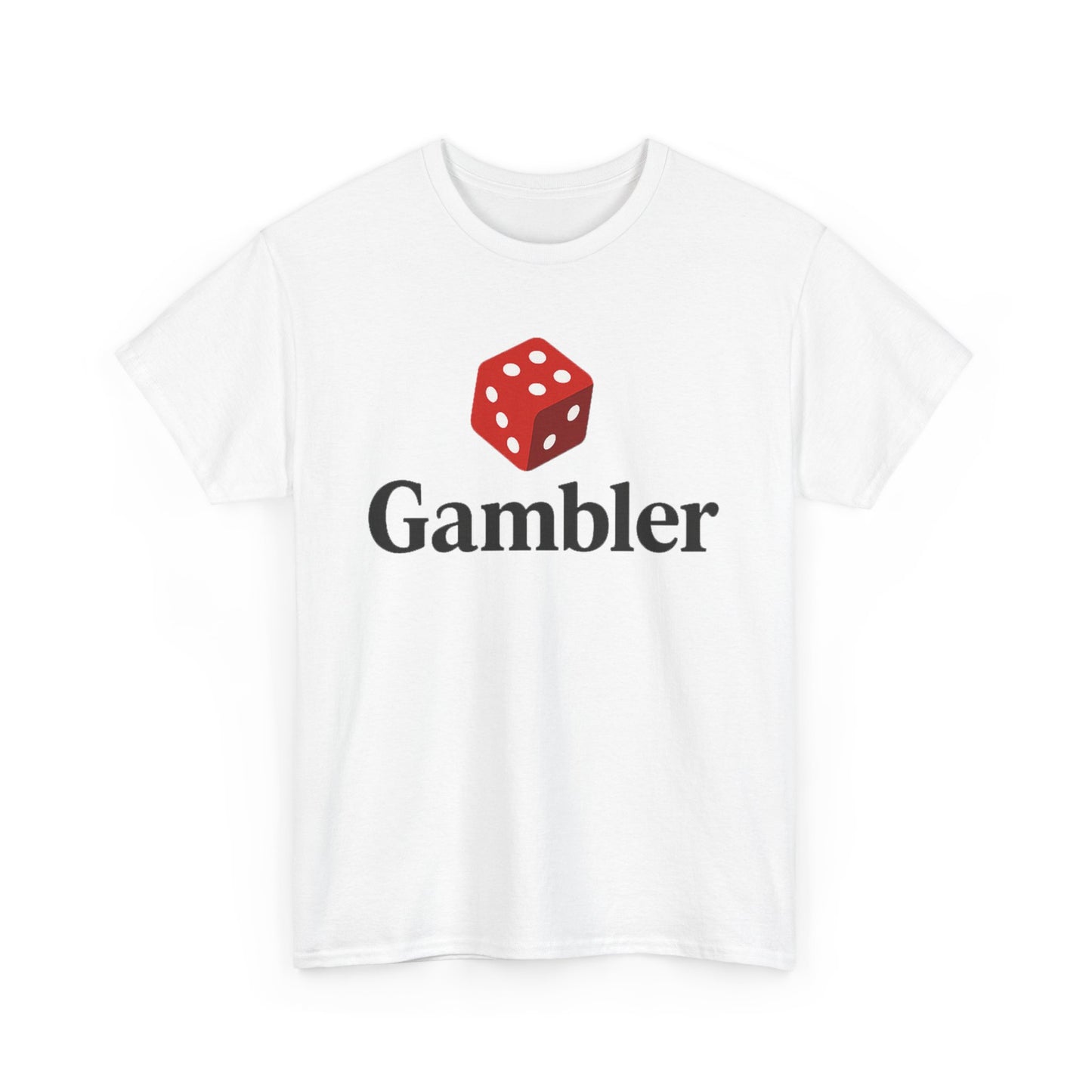 Gambler Unisex Heavy Cotton Tee, Casual T-Shirt for Gamblers, Gift for Poker Nights, Dice Print Cotton Shirt, Fun Gambling Apparel