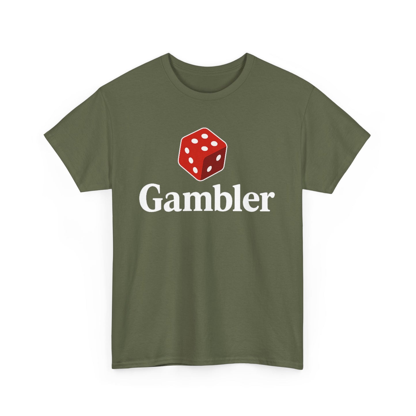 Gambler Unisex Heavy Cotton Tee, Casual Wear, Gift for Gamers, Dice Theme Shirt, Fun Gambling T-Shirt, Perfect for Game Nights