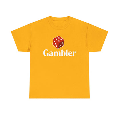 Gambler Unisex Heavy Cotton Tee, Casual Wear, Gift for Gamers, Dice Theme Shirt, Fun Gambling T-Shirt, Perfect for Game Nights