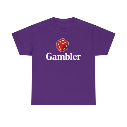 Gambler Unisex Heavy Cotton Tee, Casual Wear, Gift for Gamers, Dice Theme Shirt, Fun Gambling T-Shirt, Perfect for Game Nights