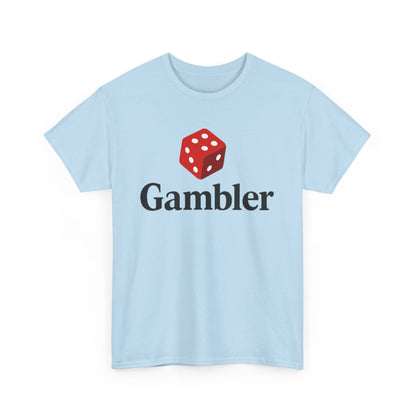 Gambler Unisex Heavy Cotton Tee, Casual T-Shirt for Gamblers, Gift for Poker Nights, Dice Print Cotton Shirt, Fun Gambling Apparel