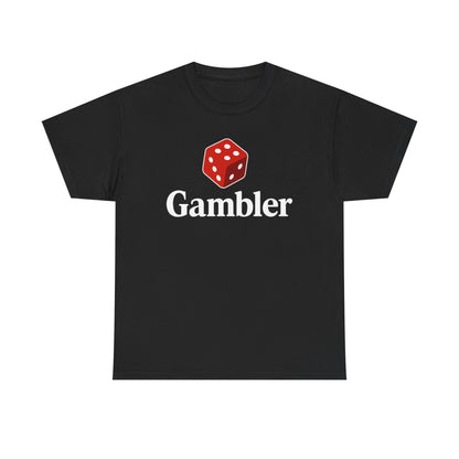 Gambler Unisex Heavy Cotton Tee, Casual Wear, Gift for Gamers, Dice Theme Shirt, Fun Gambling T-Shirt, Perfect for Game Nights