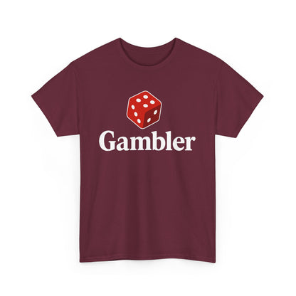 Gambler Unisex Heavy Cotton Tee, Casual Wear, Gift for Gamers, Dice Theme Shirt, Fun Gambling T-Shirt, Perfect for Game Nights