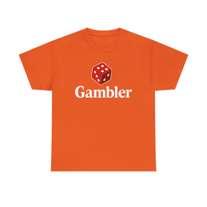 Gambler Unisex Heavy Cotton Tee, Casual Wear, Gift for Gamers, Dice Theme Shirt, Fun Gambling T-Shirt, Perfect for Game Nights