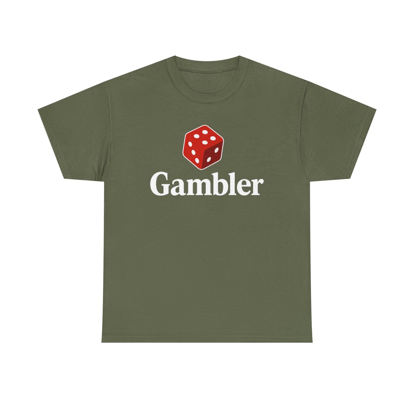 Gambler Unisex Heavy Cotton Tee, Casual Wear, Gift for Gamers, Dice Theme Shirt, Fun Gambling T-Shirt, Perfect for Game Nights