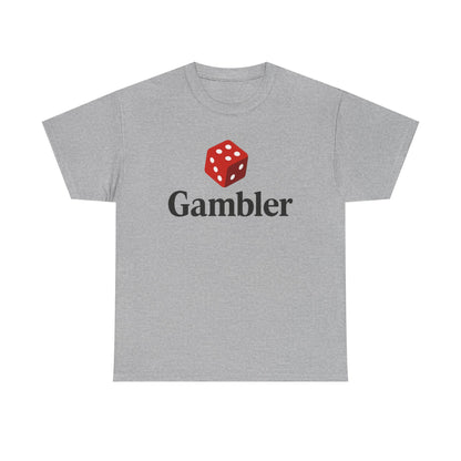 Gambler Unisex Heavy Cotton Tee, Casual T-Shirt for Gamblers, Gift for Poker Nights, Dice Print Cotton Shirt, Fun Gambling Apparel