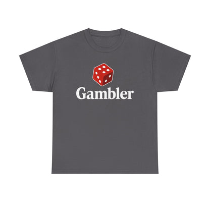 Gambler Unisex Heavy Cotton Tee, Casual Wear, Gift for Gamers, Dice Theme Shirt, Fun Gambling T-Shirt, Perfect for Game Nights