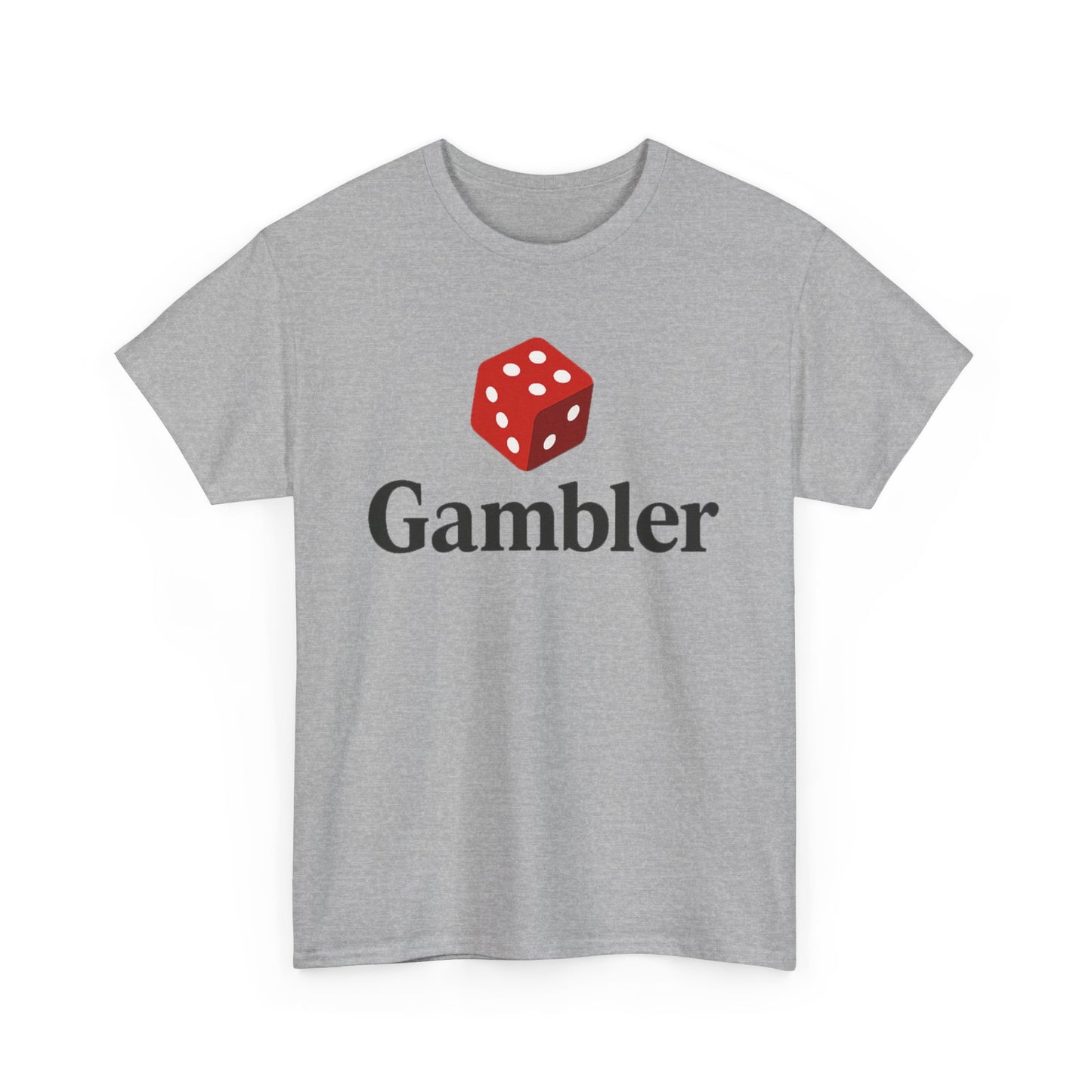 Gambler Unisex Heavy Cotton Tee, Casual T-Shirt for Gamblers, Gift for Poker Nights, Dice Print Cotton Shirt, Fun Gambling Apparel