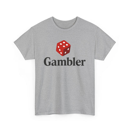 Gambler Unisex Heavy Cotton Tee, Casual T-Shirt for Gamblers, Gift for Poker Nights, Dice Print Cotton Shirt, Fun Gambling Apparel