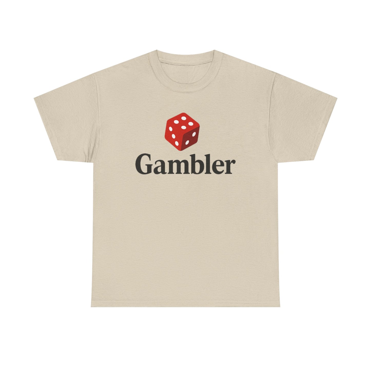 Gambler Unisex Heavy Cotton Tee, Casual T-Shirt for Gamblers, Gift for Poker Nights, Dice Print Cotton Shirt, Fun Gambling Apparel