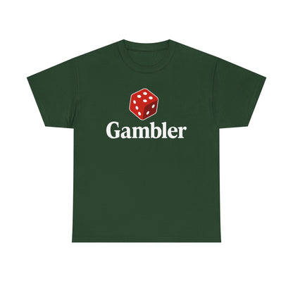 Gambler Unisex Heavy Cotton Tee, Casual Wear, Gift for Gamers, Dice Theme Shirt, Fun Gambling T-Shirt, Perfect for Game Nights